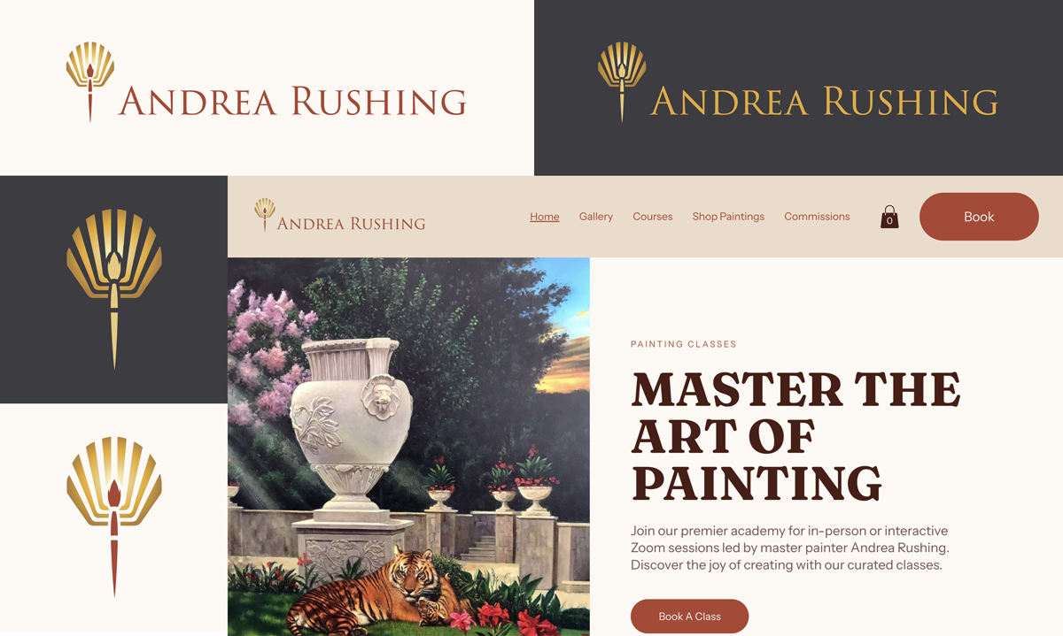 Andrea Rushing rebrand before and after